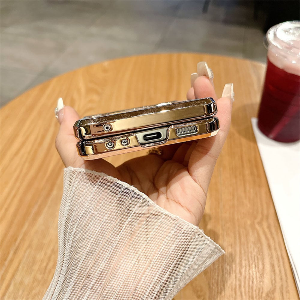 Diamond Glitter Hand-Held Wristband All-Inclusive Anti-Fall Protection Phone Case For Galaxy Z Flip 3 / Galaxy Z Flip 4 / Galaxy Z Flip 5 / Galaxy Z Flip 6