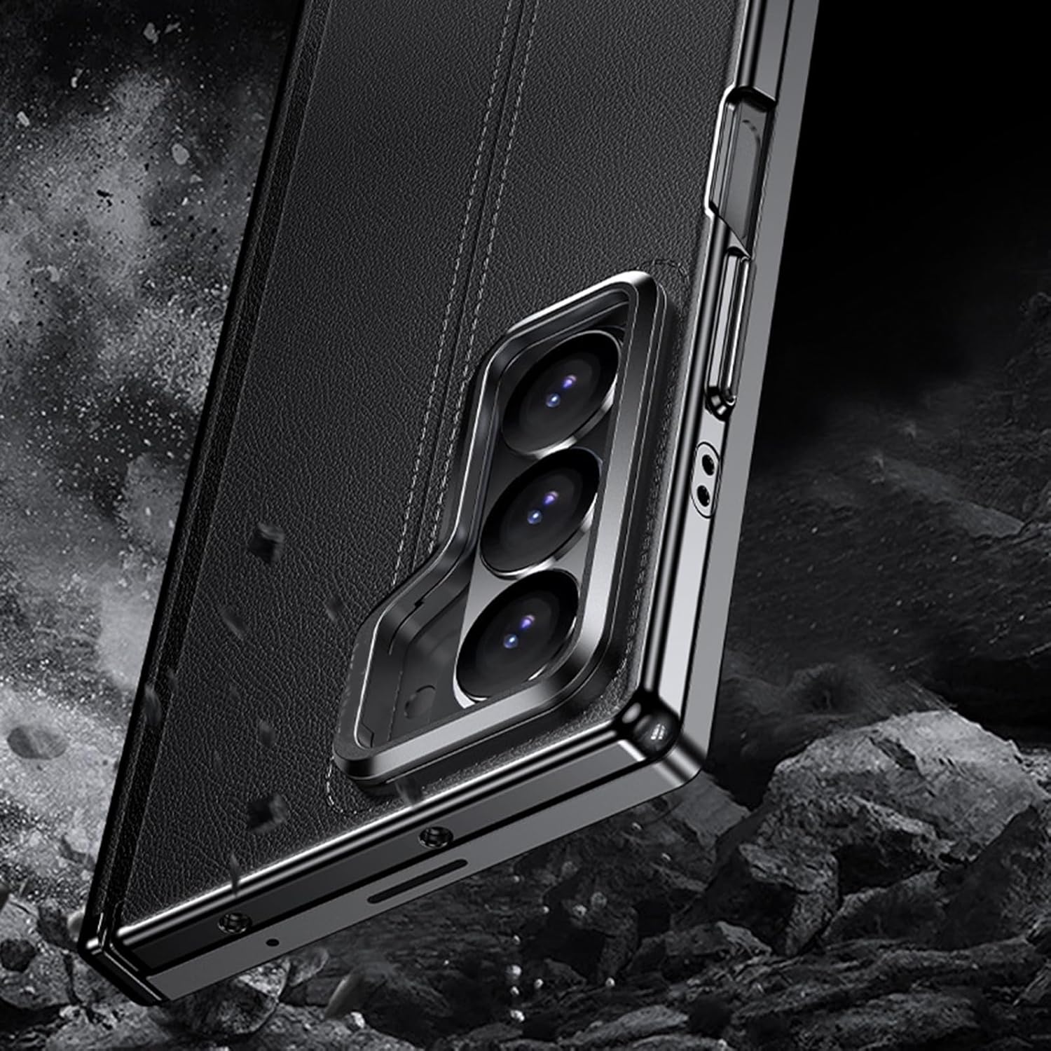 Magnetic Fold Case for Samsung Galaxy Z Fold 6,Metal Kickstand Lens Protection Phone Case Car Mounted Magnetic Suction Business Cover[Support magnetic charging]