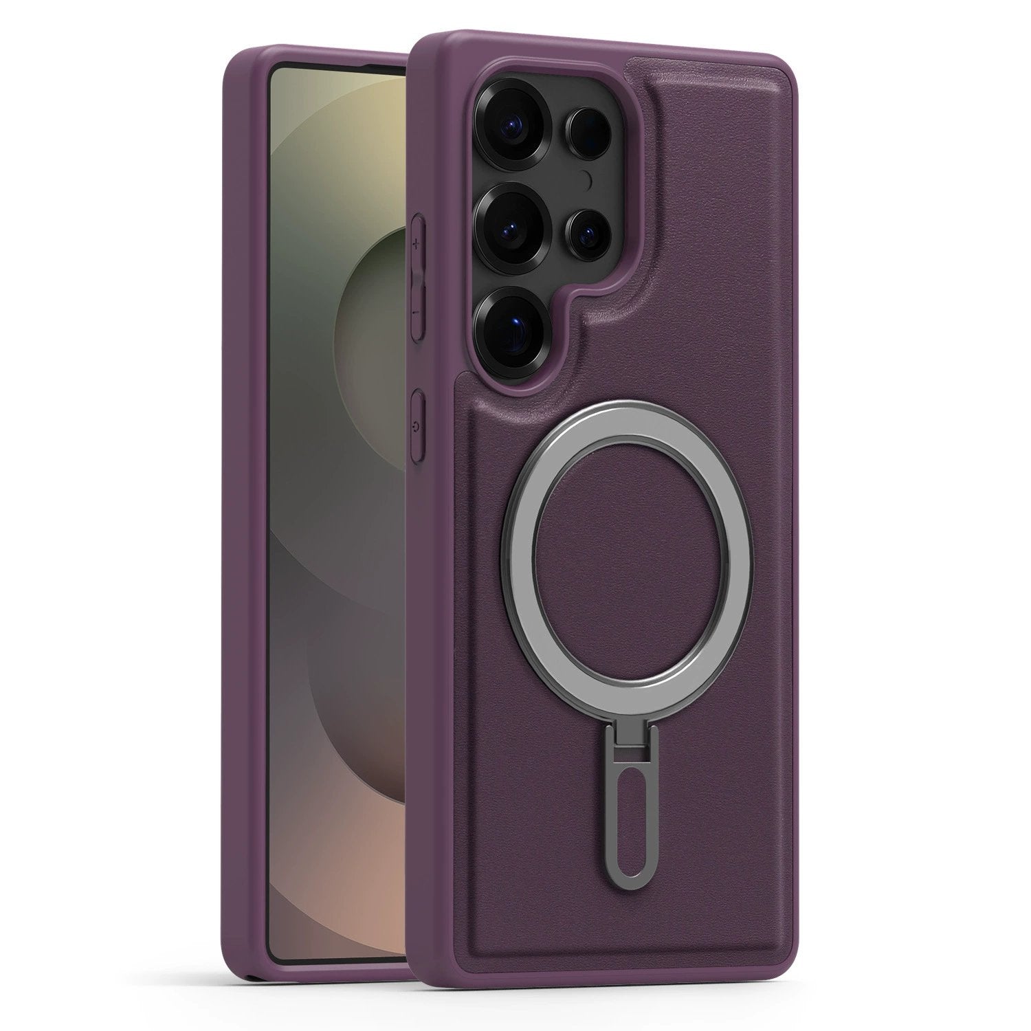 Metal Magnetic Bracket Leather Anti-drop Protective Case For Samsung Galaxy S25 S24 S23 S22 Series