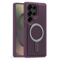 Metal Magnetic Bracket Leather Anti-drop Protective Case For Samsung Galaxy S25 S24 S23 S22 Series