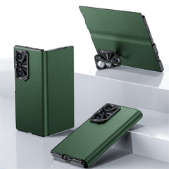 Real Leather Case For Samsung Galaxy Z Fold 6, Invisible Lens Holder, Slim Case Metal Camera Full Protection Folio Cover