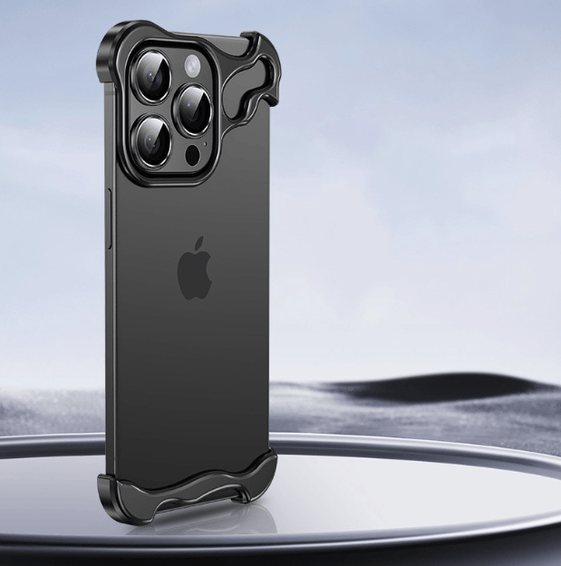 Alien-Shaped Metal Alloy Protective Borderless Slim Case for iPhone 14 and 15 Series