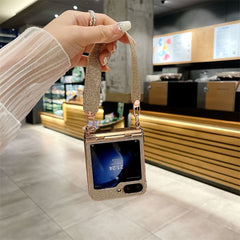 Diamond Glitter Hand-Held Wristband All-Inclusive Anti-Fall Protection Phone Case For Galaxy Z Flip 3 / Galaxy Z Flip 4 / Galaxy Z Flip 5 / Galaxy Z Flip 6