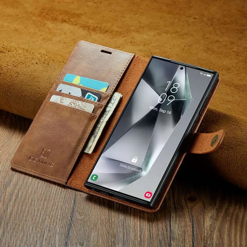 2 in 1 Protective Case for Samsung Galaxy S25/S24/S23/S22/S21 Series and Note 20 Series, PU Leather Shell with Removable Magnetic Wallet Pocket