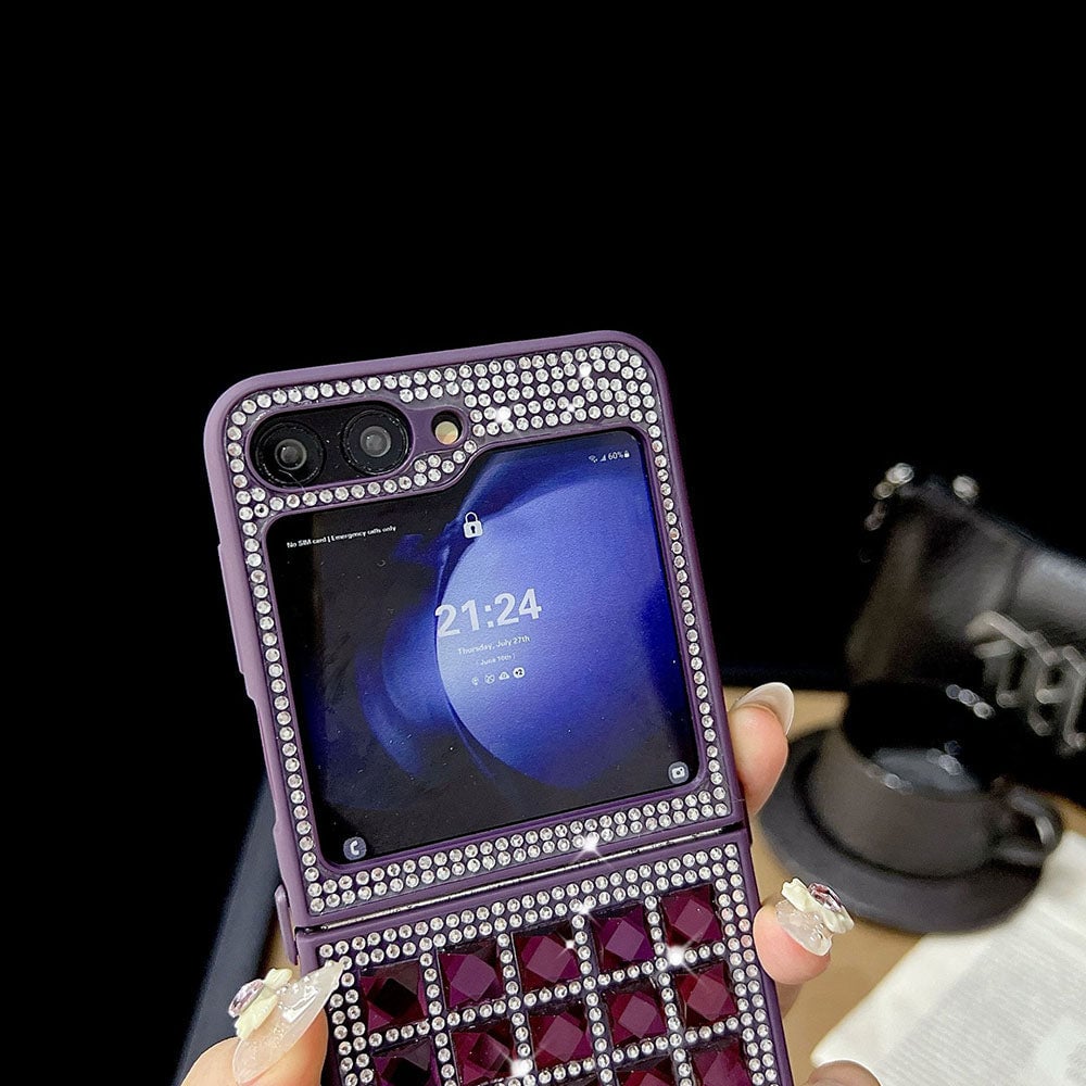 Shiny Diamond Cube Phone Case For Galaxy Z Flip 3/Galaxy Z Flip 4/Galaxy Z Flip 5/Galaxy Z Flip 6