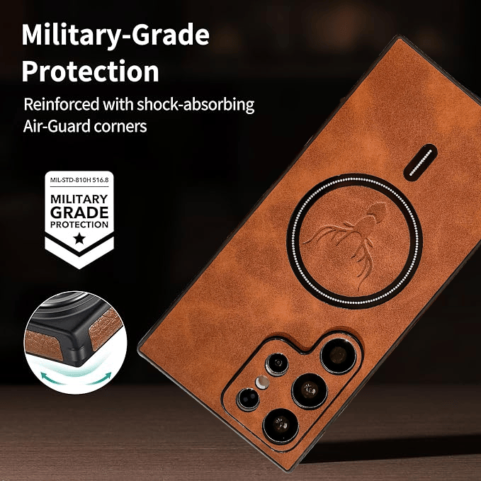 Luxury MagSafe Leather Case for Galaxy S21/S22/S23/S24 Series | Premium Protection & Wireless Charging